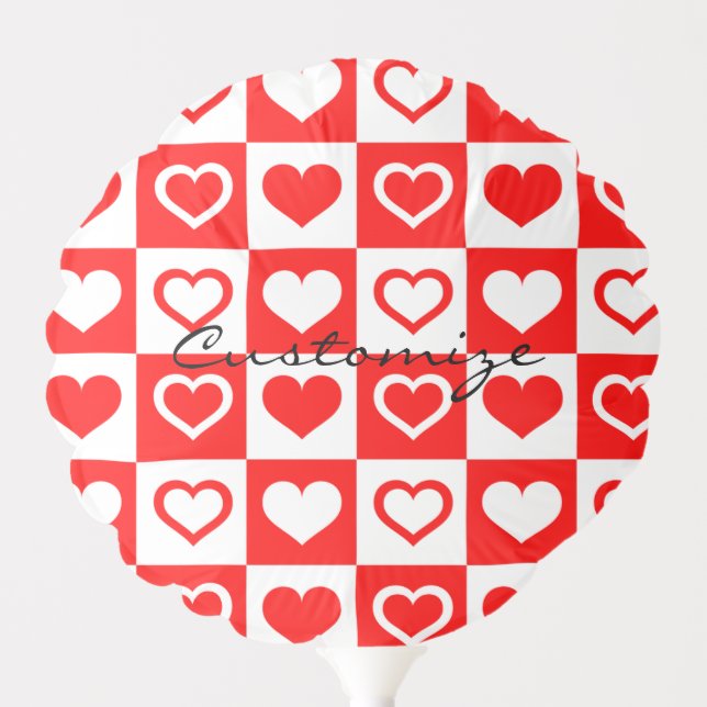 Red Hearts Plaid Pattern Thunder_Cove Balloon (Front)