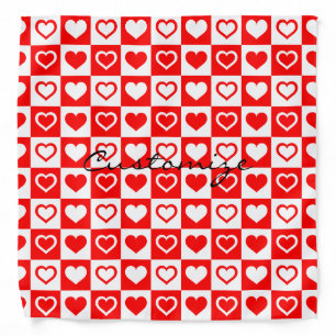 Red Hearts Plaid Pattern Thunder_Cove Bandana