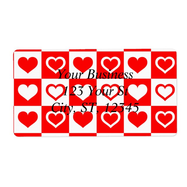 Red Hearts Plaid Pattern Thunder_Cove Label (Front)