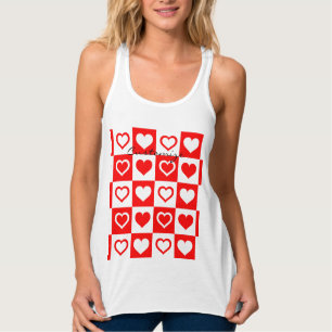 Red Hearts Plaid Pattern Thunder_Cove  Tank Top
