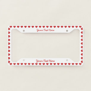 Red Hearts Polka Dot Pattern License Plate Frame