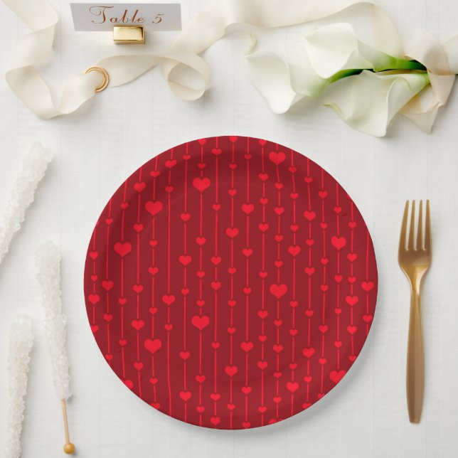 Red Hearts popular pattern Paper Plates (Wedding)