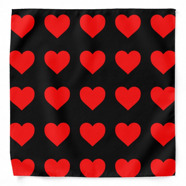 RED HEARTS PRINT BLACK BANDANAS (Front)