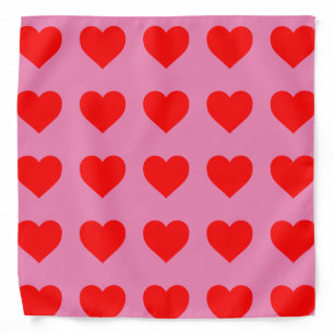 RED HEARTS PRINT PINK BANDANAS