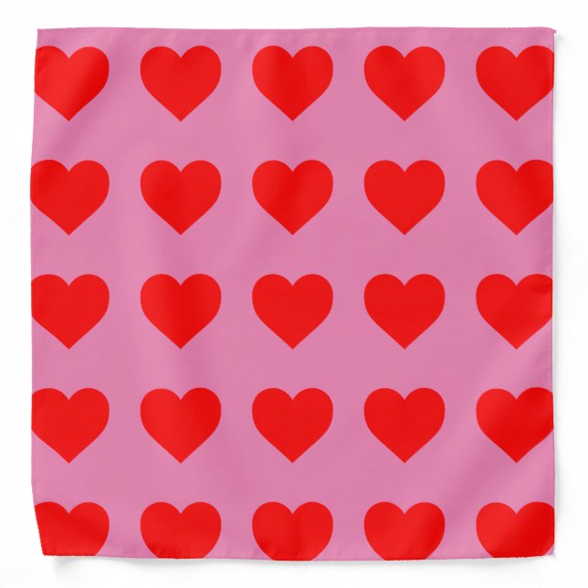 RED HEARTS PRINT PINK BANDANAS (Front)