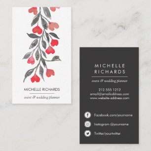 Red Hearts   professional  Social Media Icons Business Card