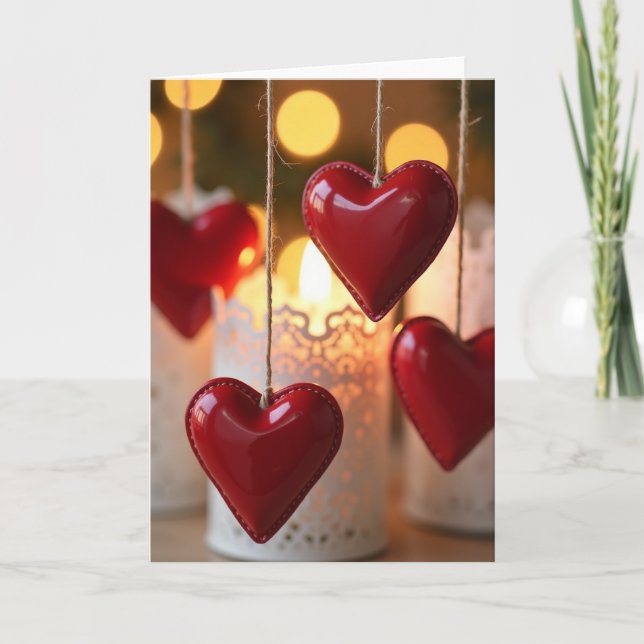 Red Hearts Romantic Card (Front)