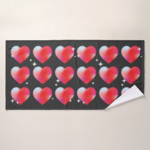 Red hearts romantic hitech valentine's day bath towel
