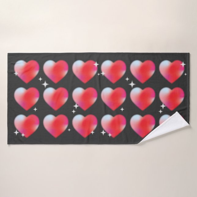 Red hearts romantic hitech valentine's day  bath towel (Bath Towel)