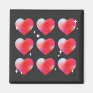Red hearts romantic love, valentine's day magnet