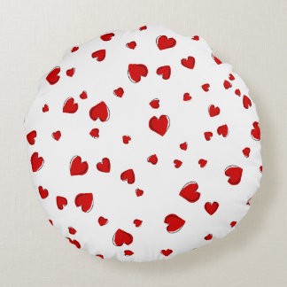 Red Hearts Round Pillow