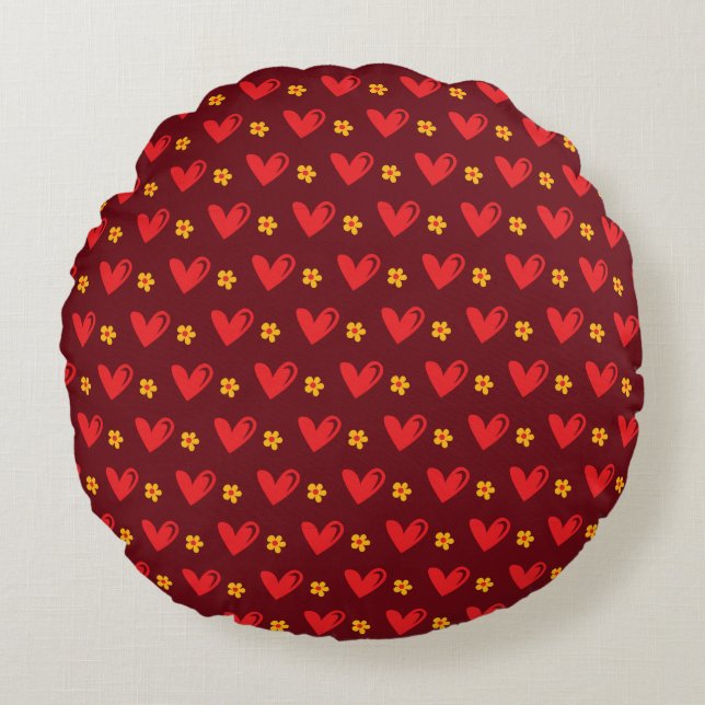 red hearts  round pillow (Front)