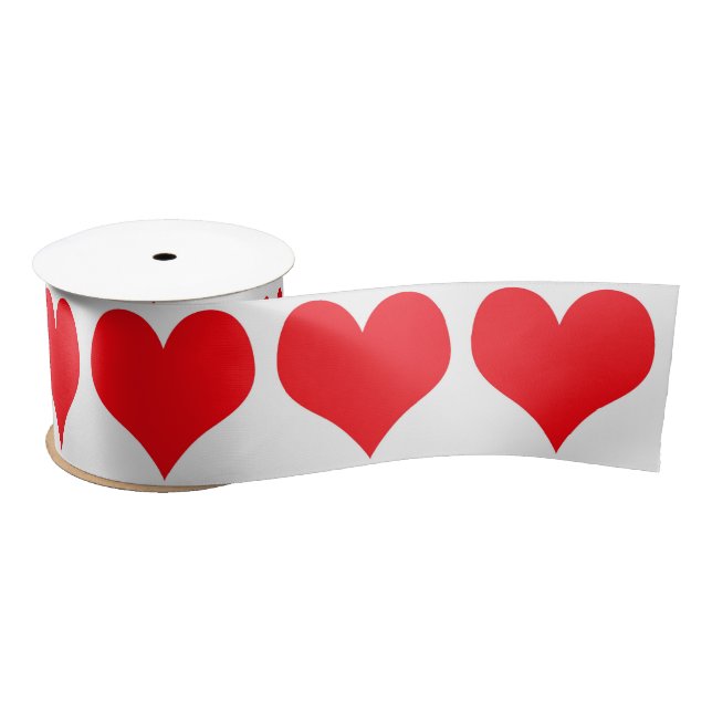 Red Hearts Satin Ribbon (Spool)