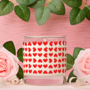 Red hearts scented candle