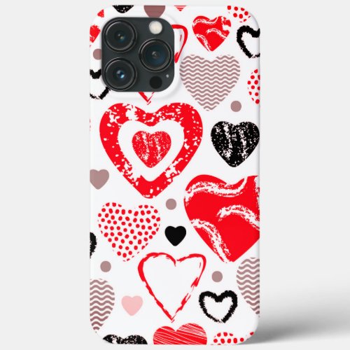 Red Hearts Seamless Pattern iPhone 13 Pro Max Case