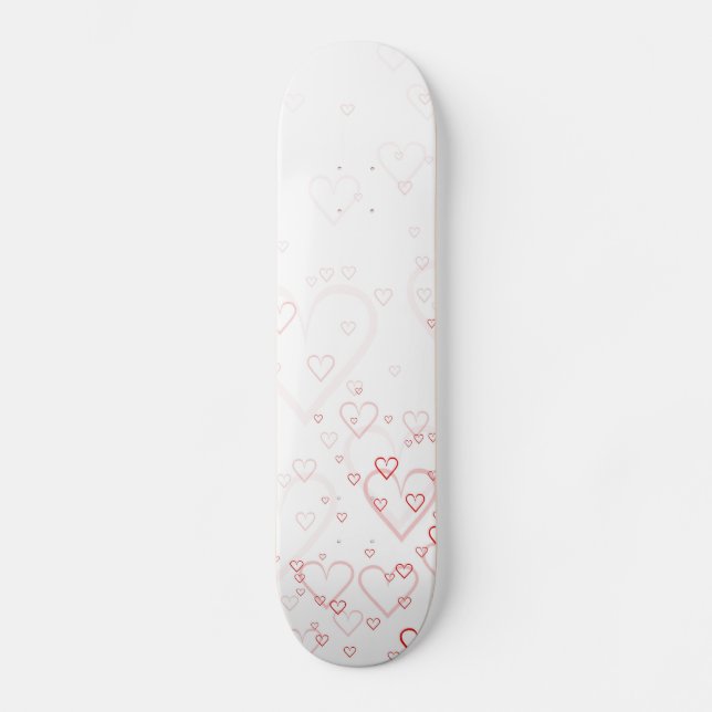 Red hearts skateboard deck (Front)
