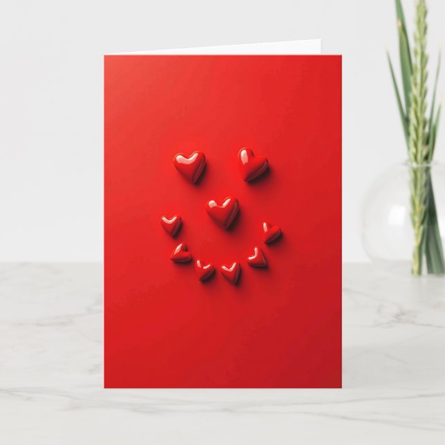 Red Hearts Smile Love Card (Front)