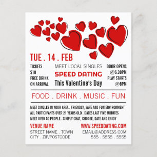 Red Hearts, Speed Dating Event Advertising Flyer