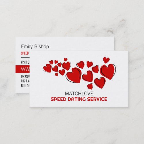 Red Hearts Speed Dating Event Organizer Business Card