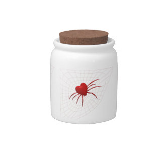 Red Hearts Spider Candy Jar