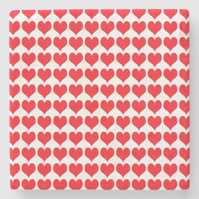 Red Hearts Stone Coaster (Front)