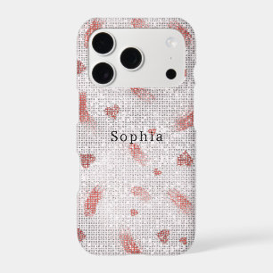 Red Hearts & Streaks Sparkle iPhone 17 Pro Case