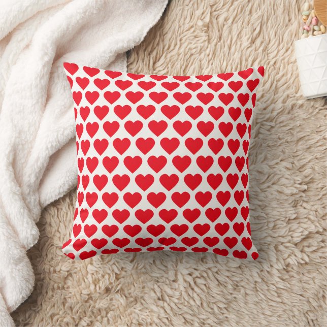 Red Hearts Throw Pillow (Blanket)