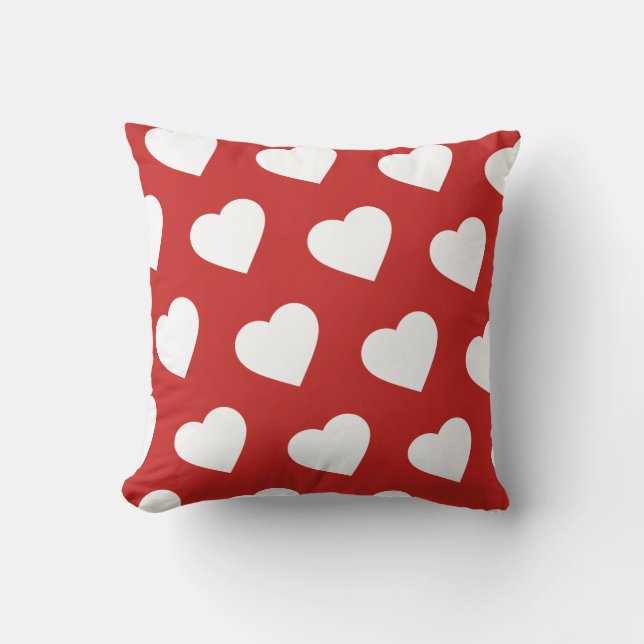Red Hearts Throw Pillow (Front)