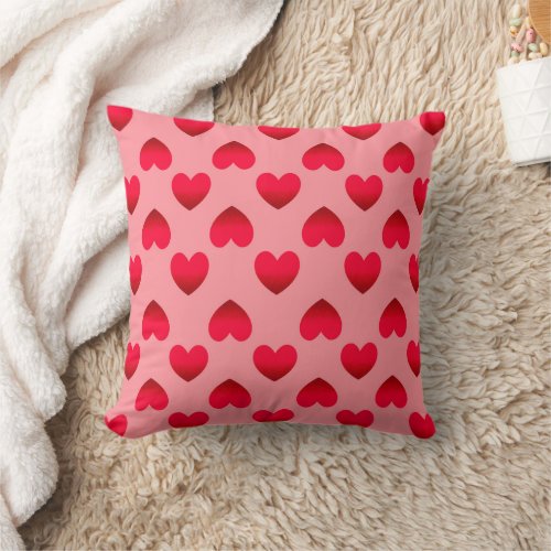 Red hearts throw pillow