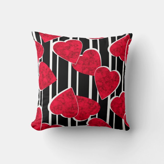 Red hearts throw pillow (Front)