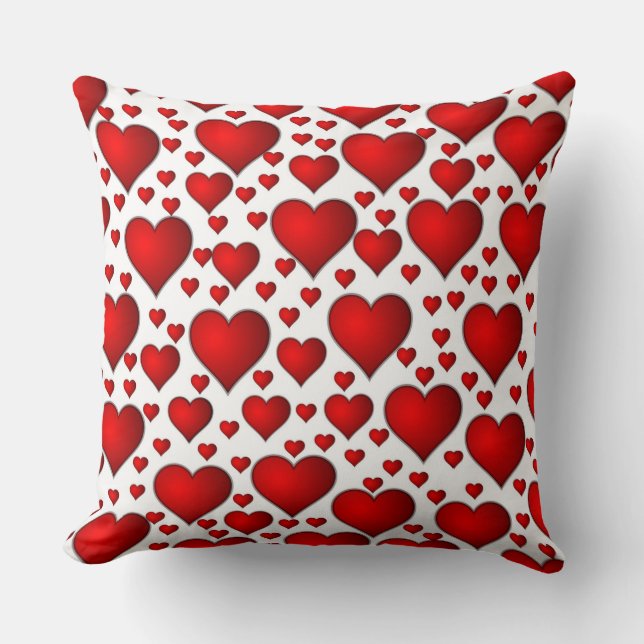 Red Hearts Throw Pillow (Front)