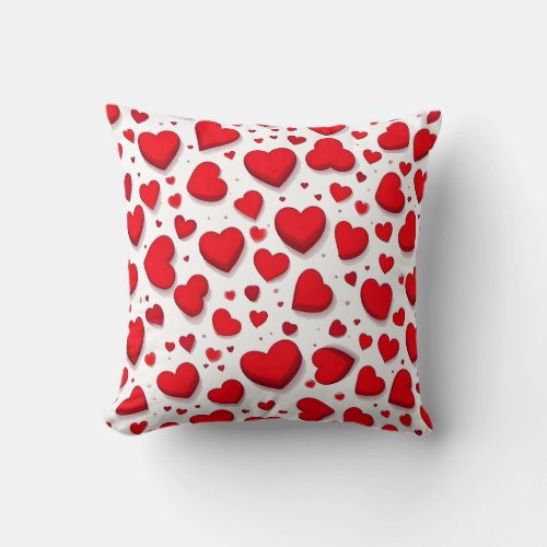 Red Hearts Throw Pillow