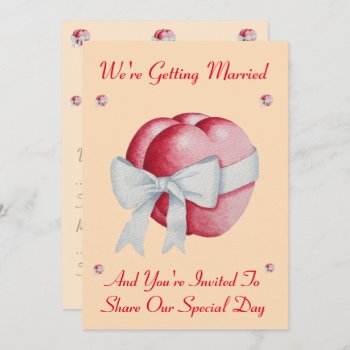 Red Hearts Tied With White Bow Unique Wedding Invitation by artoriginals at Zazzle