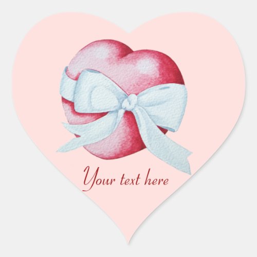 red hearts tied with white ribbon bow romantic heart sticker