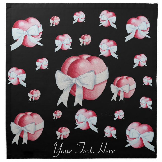 red hearts tied with white ribbon for weddings napkin (Front)