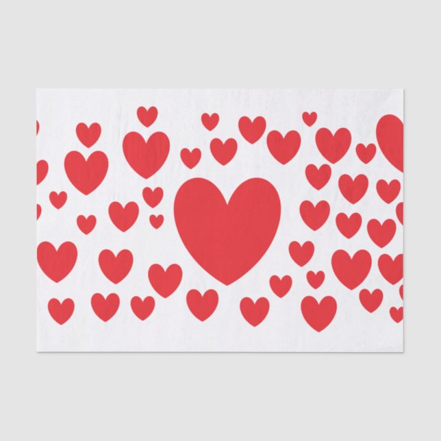 Red Hearts Tissue Paper (Front)