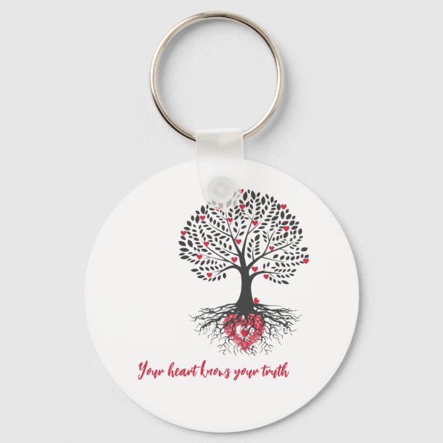 Red hearts tree keychain (Front)