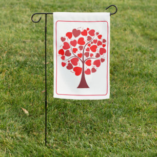 Red Hearts Tree Valentine Garden Flag