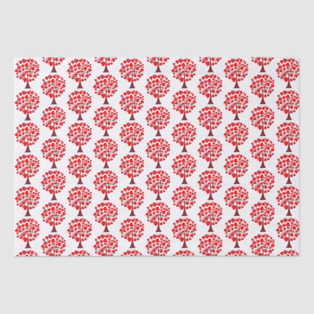 Red Hearts Tree Valentine Tissue Paper (Front)