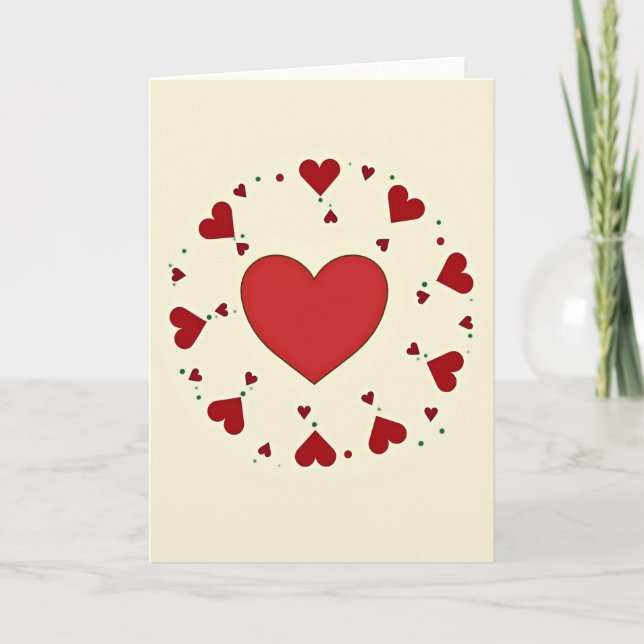 Red Hearts Valentine Card (Front)