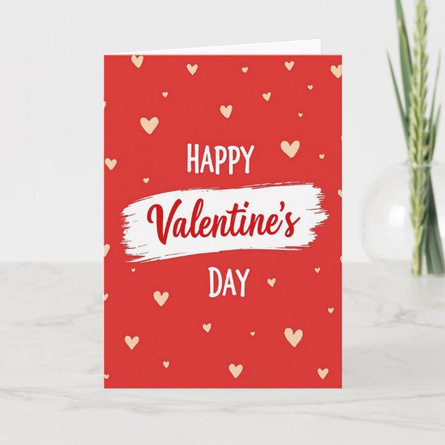 Red Hearts Valentine Day Card (Front)