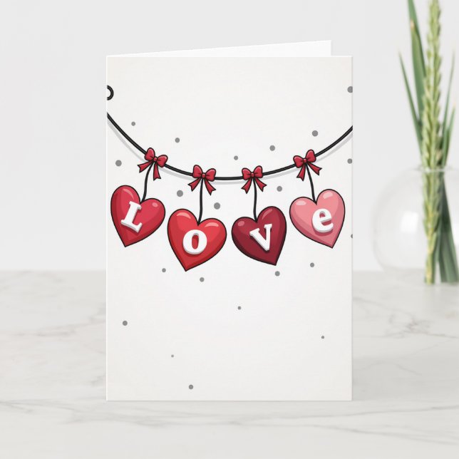 Red Hearts Valentine Love Card (Front)