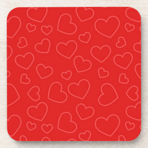 Red Hearts Valentine pattern Coaster