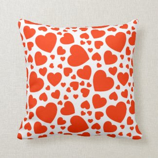 Red Hearts Valentine Pattern Throw Pillow
