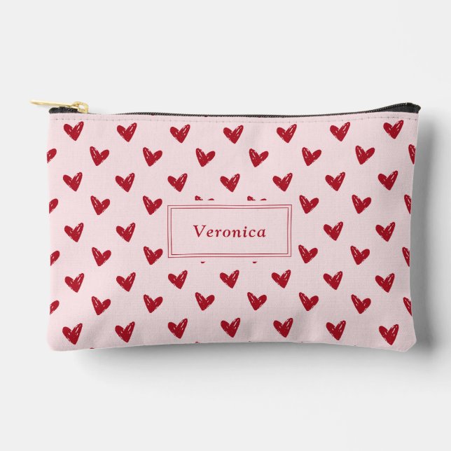 Red hearts  Valentine's day  Accessory Pouch (Front)