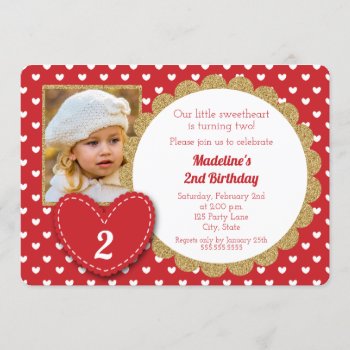 Red Hearts Valentine's Day Birthday Invitation by NoteworthyPrintables at Zazzle