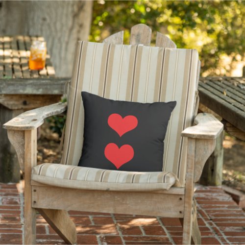 Red Hearts Valentines Day Black Custom Color Gift Outdoor Pillow