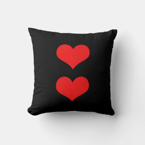 Red Hearts Valentines Day Black Custom Color Gift Throw Pillow