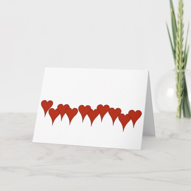 Red Hearts Valentines Day Card (Front)