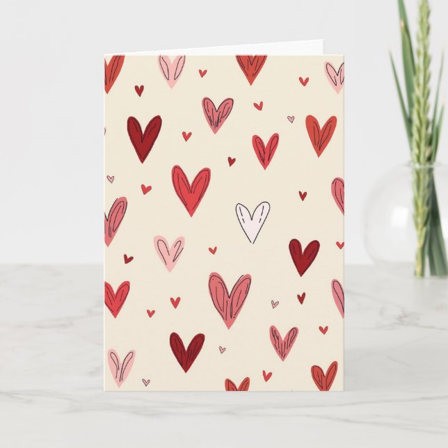 Red Hearts Valentines Day Card For Her (Front)